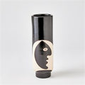 Simple Face Vase-Black w/Natural Design