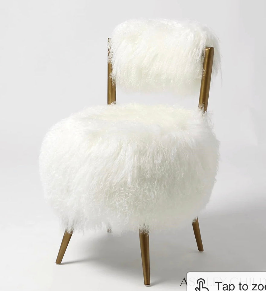 Hailey Chair Mongolian Lamb White
