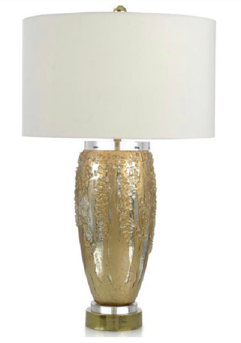 SILVER AND GOLD GLASS TABLE LAMP