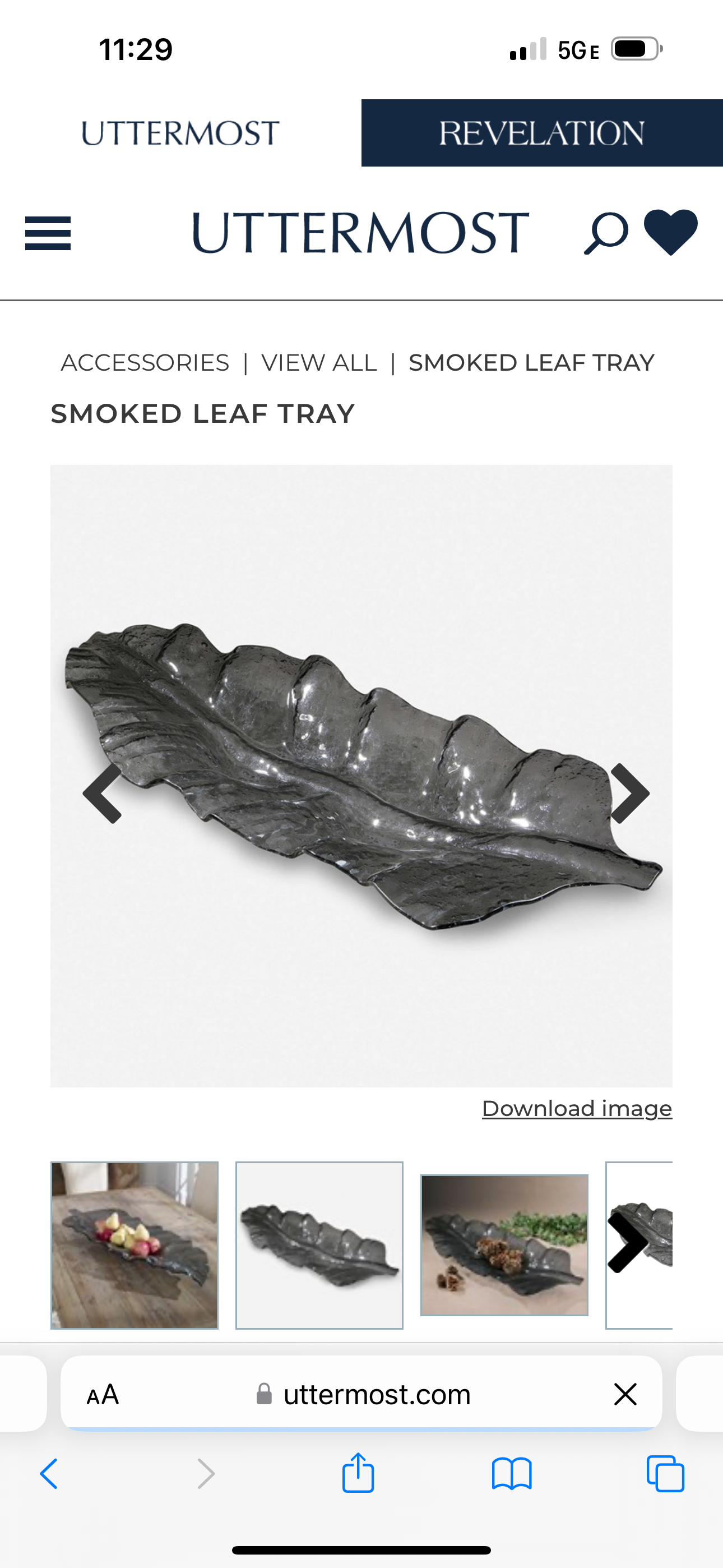 Smoked Glass Leaf Tray
