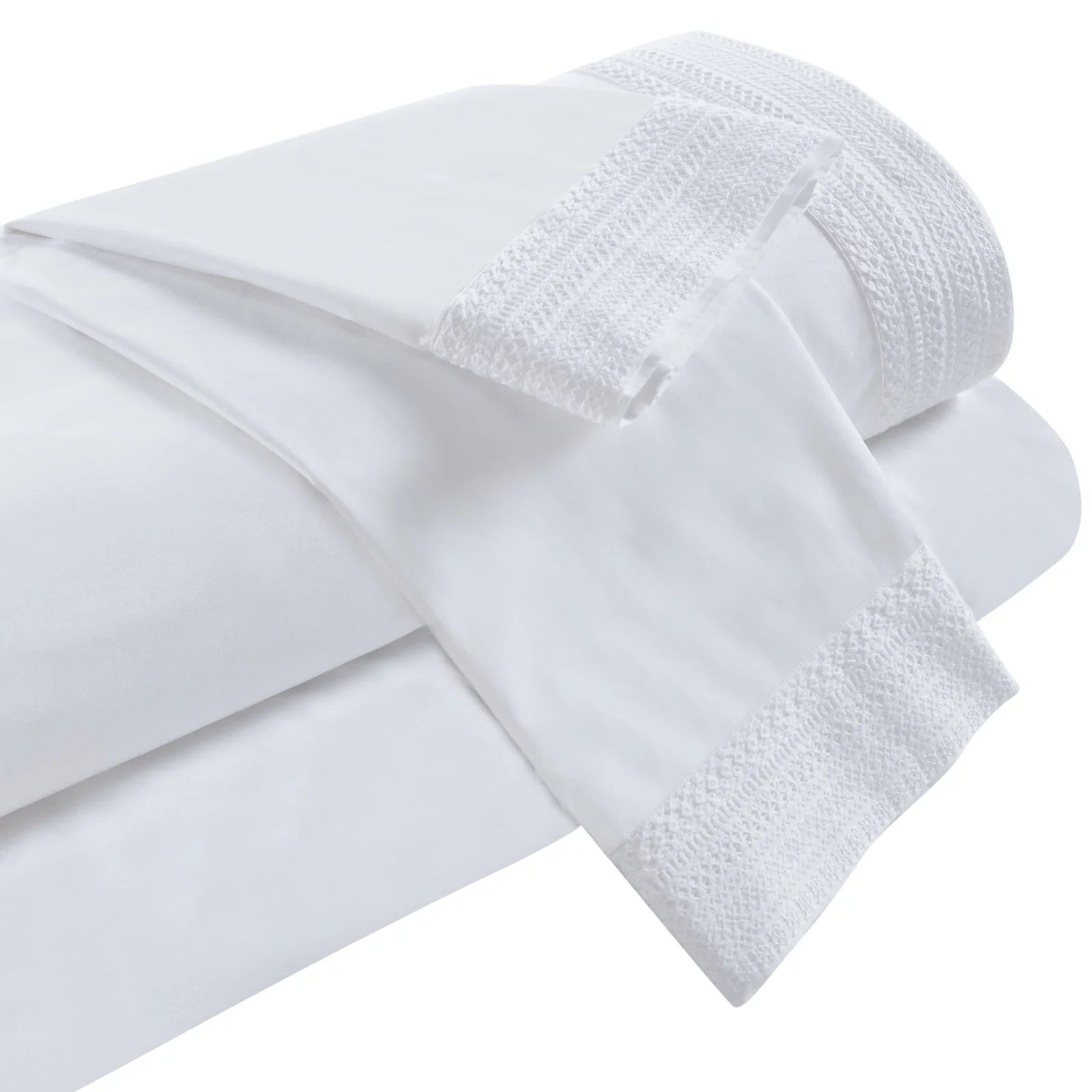 OLIVIA SHEET SET -KING-  WHITE/WHITE