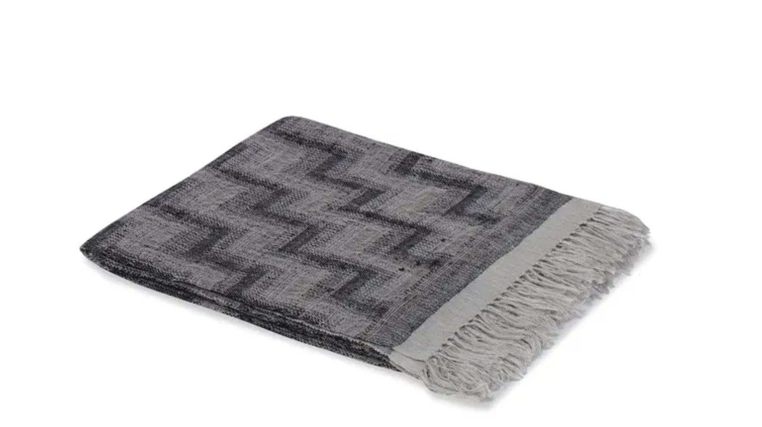 TRYON LINEN/SILK THROW- GRAY/BLK
