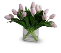 PINK TULIPS IN RECTANGLE VASE