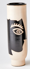 HOMBRA VASE NATURAL W/ BLACK DESIGN TALL