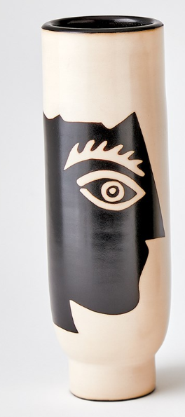 HOMBRA VASE NATURAL W/ BLACK DESIGN TALL