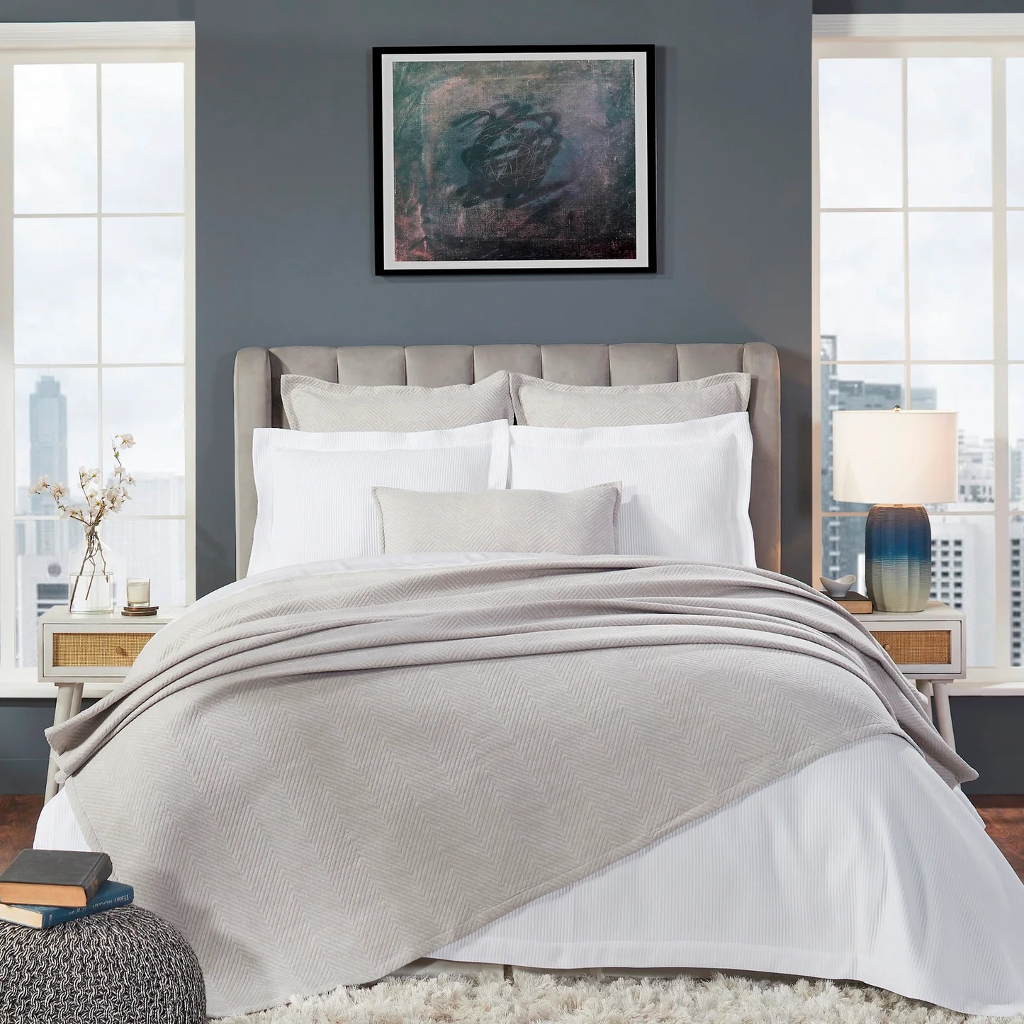 TIVOLI KING BED THROW- GREY