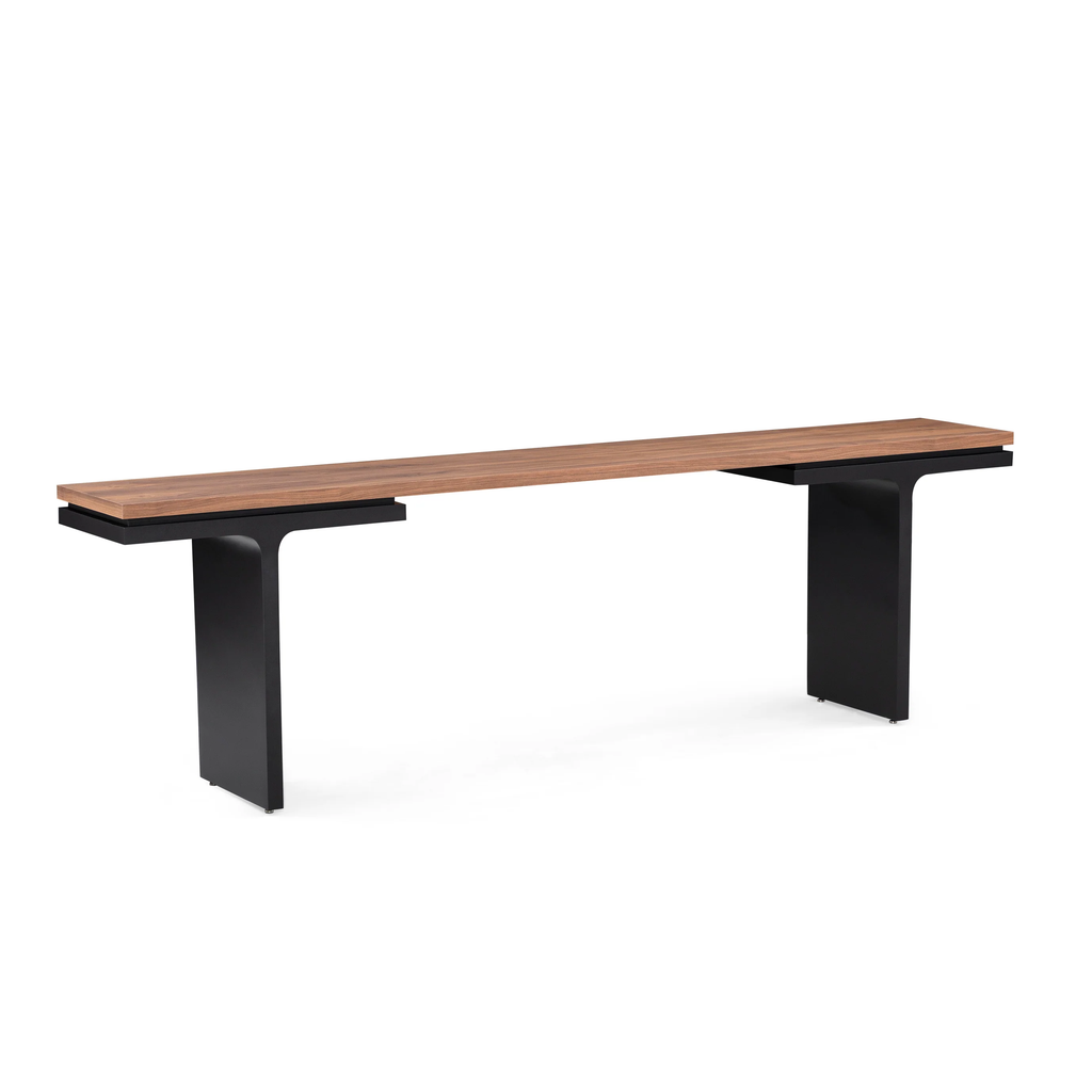 SQUARE CONSOLE TABLE 98" IN WALNUT AND BLACK