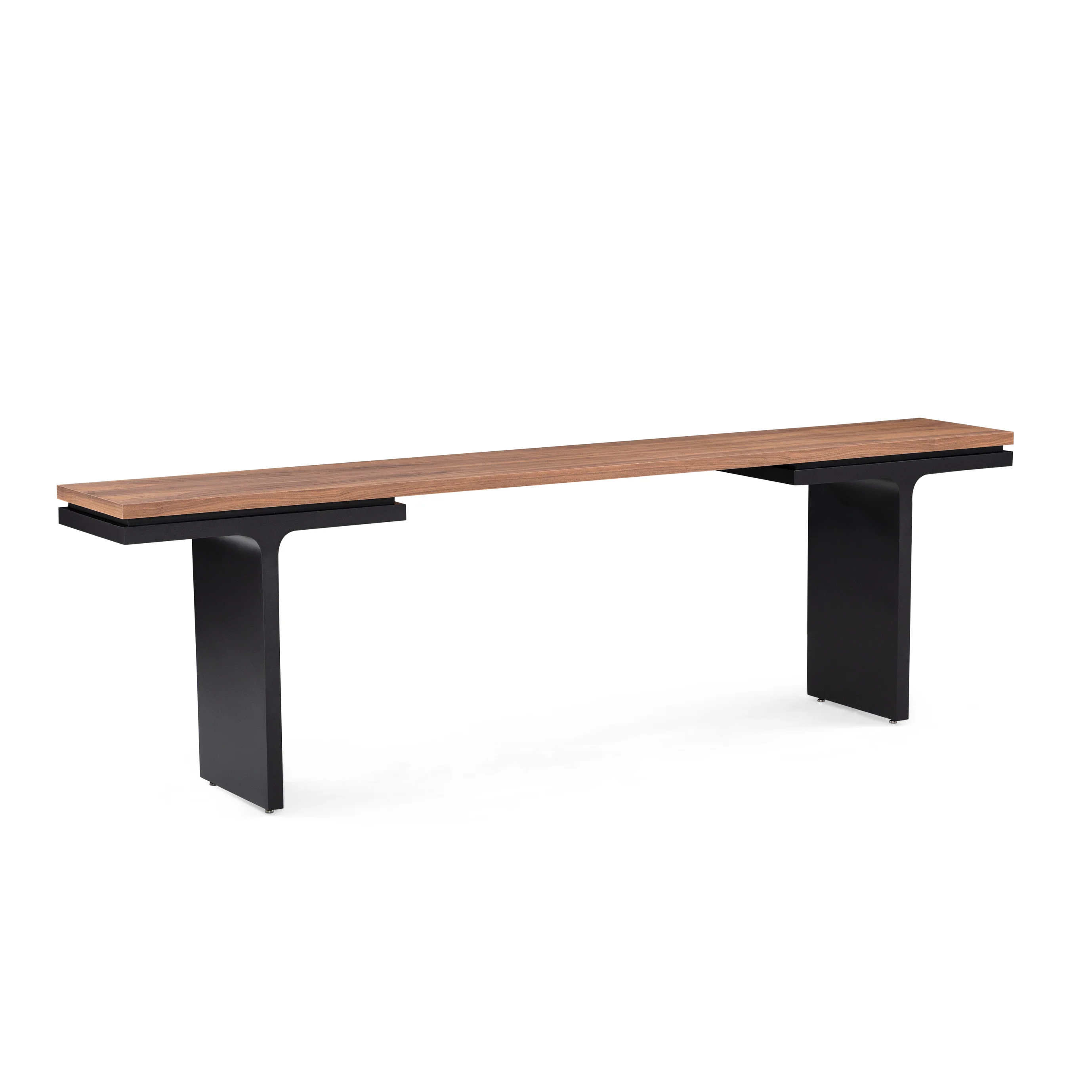 SQUARE CONSOLE TABLE 98" IN WALNUT AND BLACK