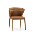 MAT UPHOLSTERED DINING CHAIR IN TEAK AND CARAMEL LEATHER