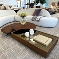 ARC COFFEE TABLE 63" IN WALNUT WITH BRONZE MIRROR