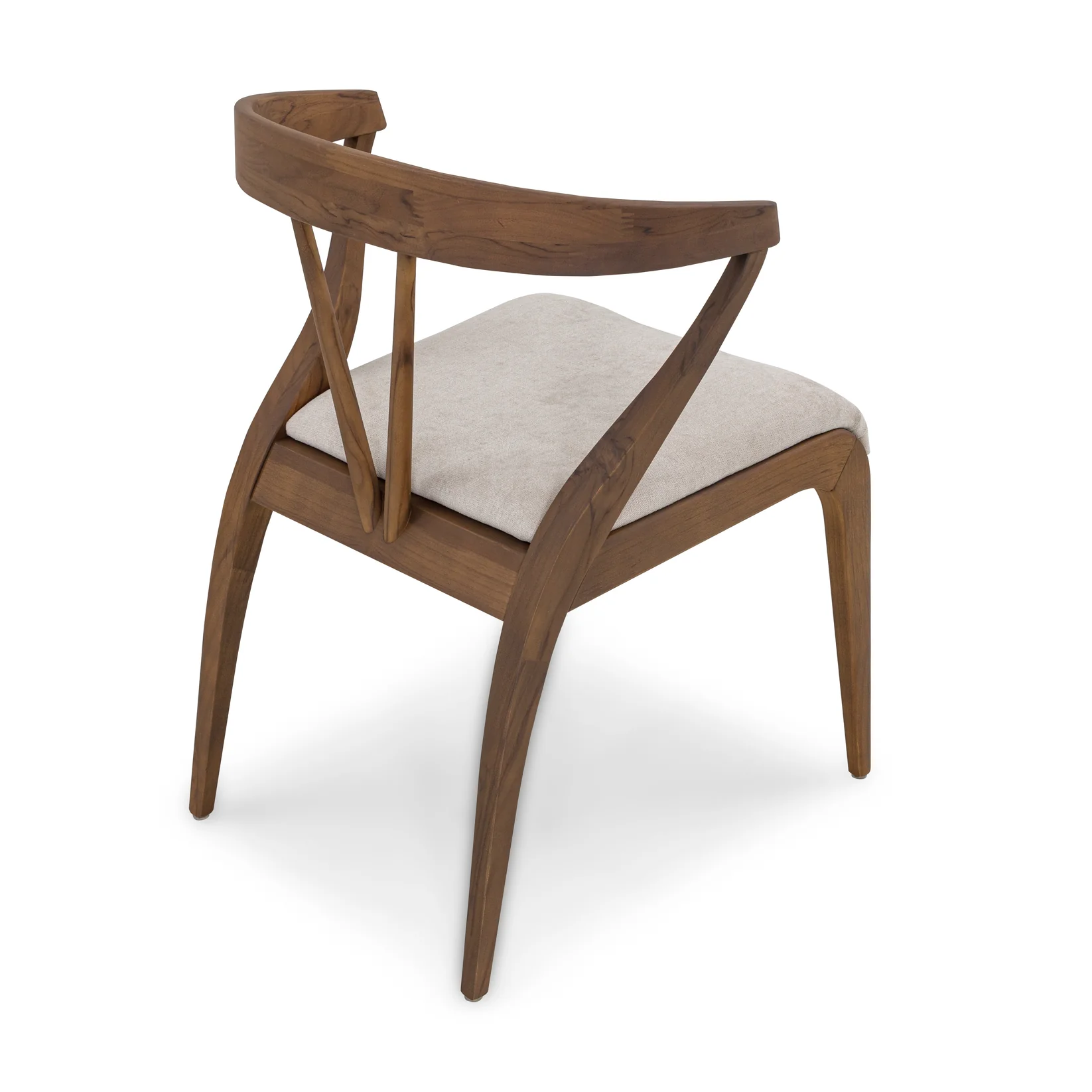 MAT DINING CHAIR IN WALNUT AND BEIGE FABRIC