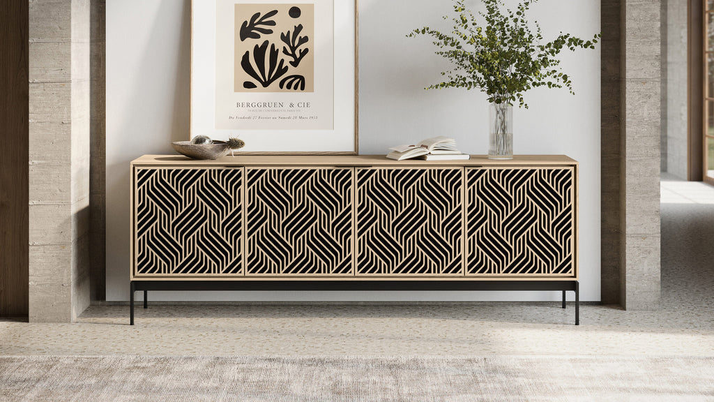 ELEMENTS CONSOLE CABINET- WASHED OAK