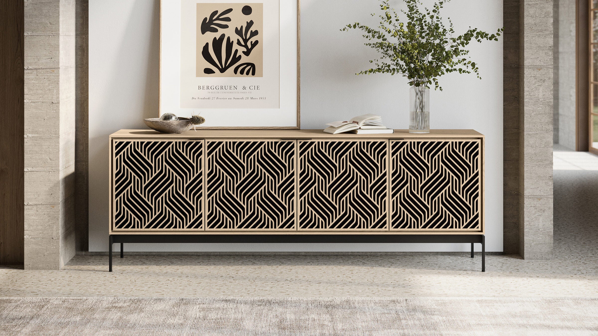 ELEMENTS CONSOLE CABINET- WASHED OAK
