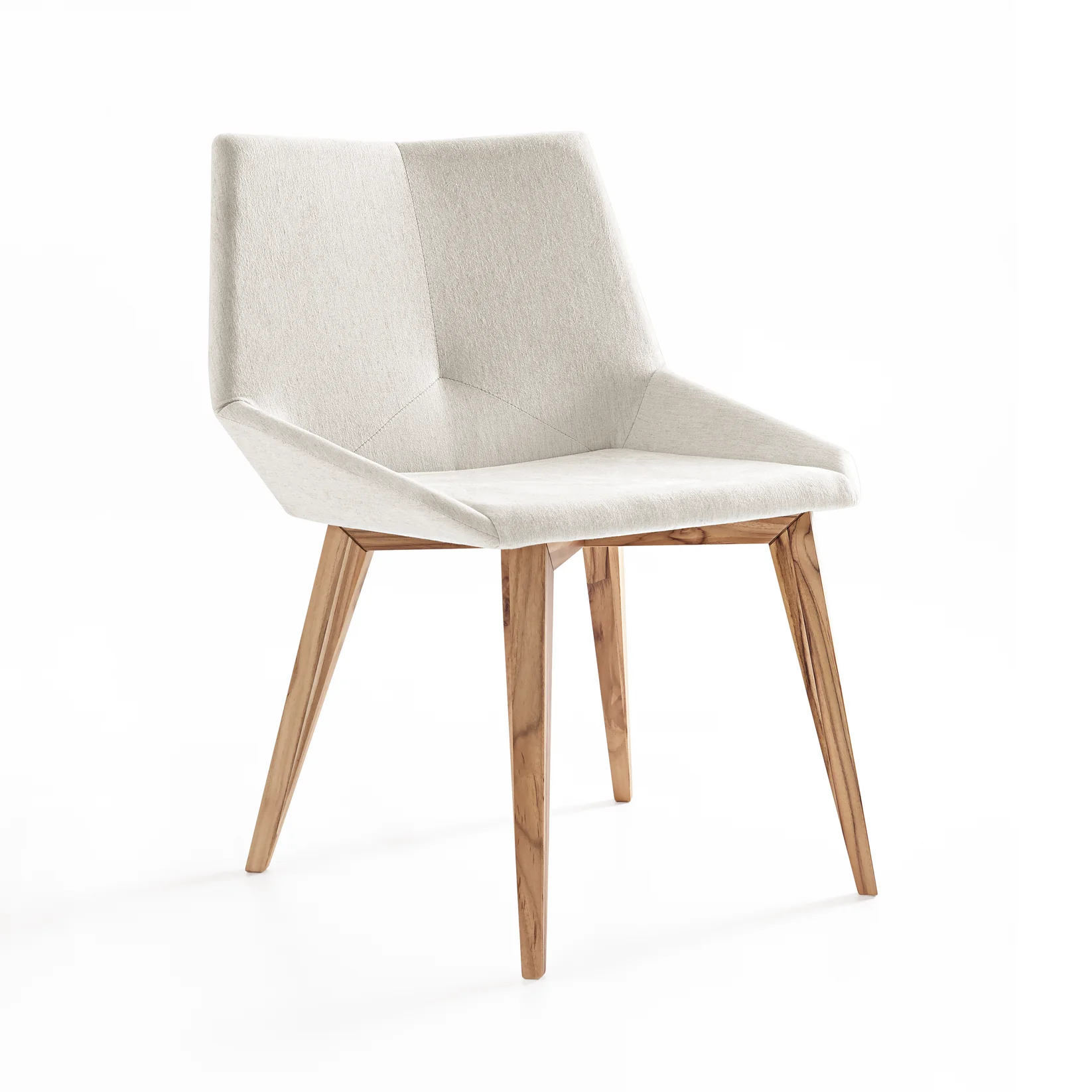 CUBI DINING CHAIR IN TEAK AND OFF WHITE FABRIC