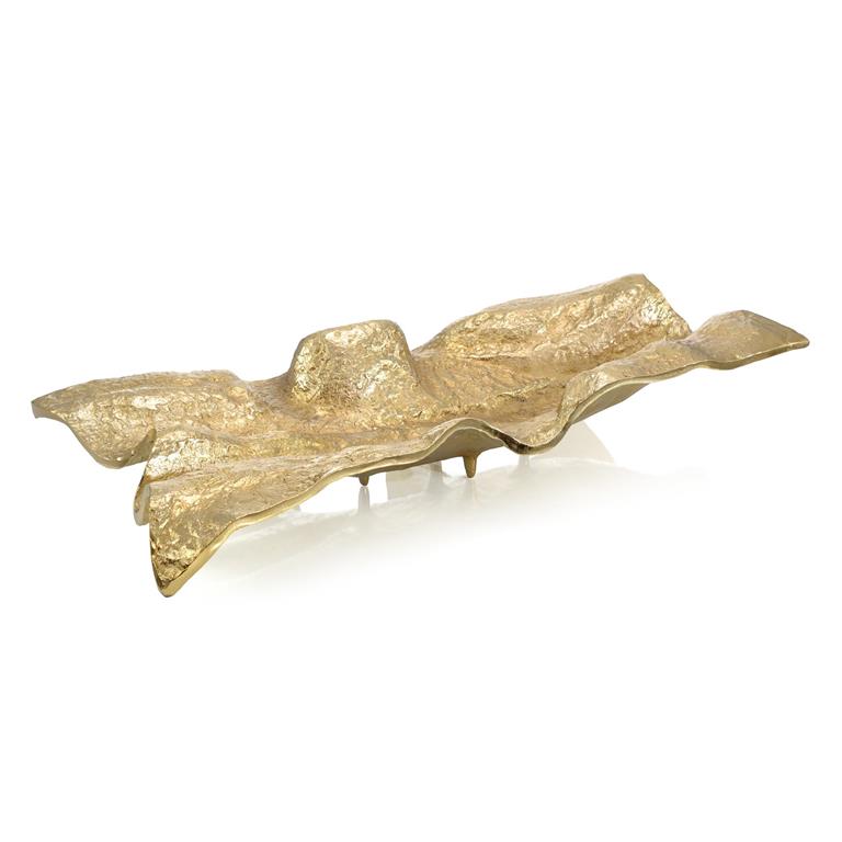 DRAPED FABRIC RECTANGLE BOWL- BRASS