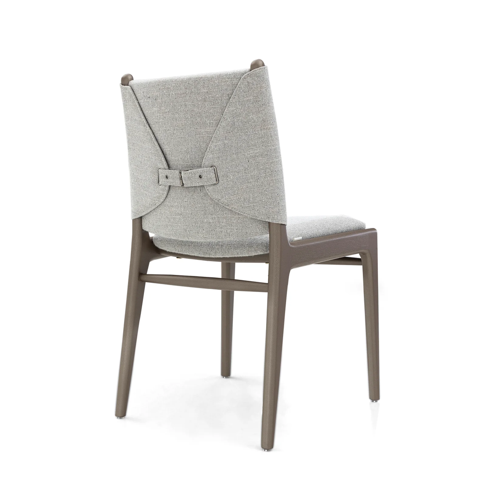 CAPPIO DINING CHAIR IN CHOCOLATE FINISH AND LIGHT GRAY FABRIC