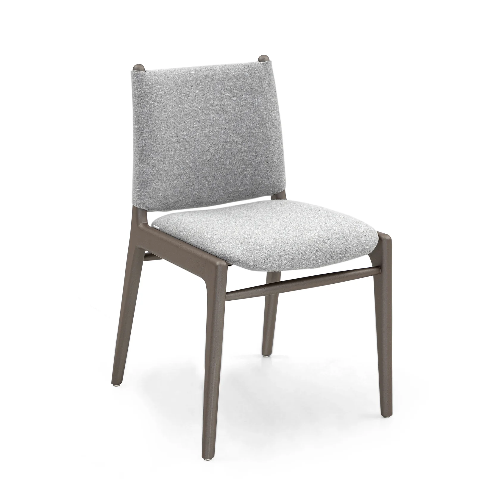 CAPPIO DINING CHAIR IN CHOCOLATE FINISH AND LIGHT GRAY FABRIC