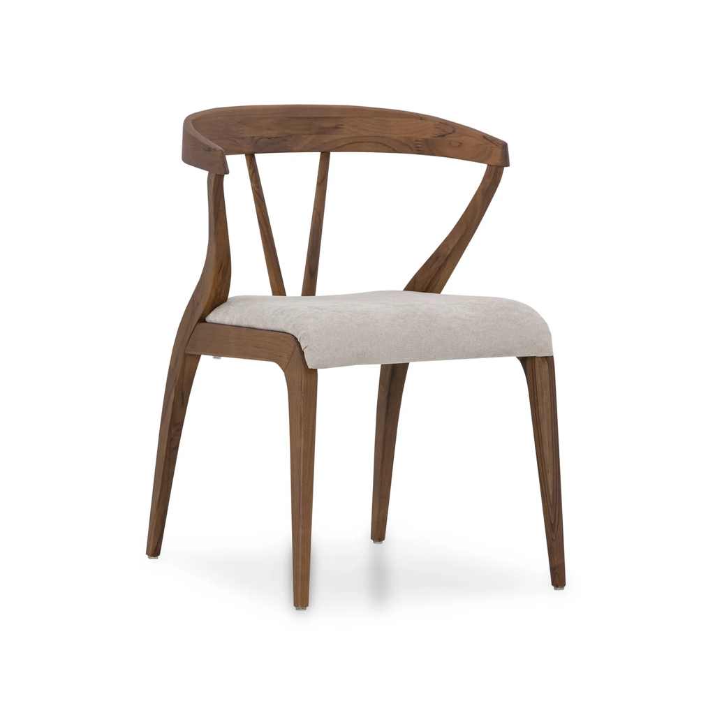 MAT DINING CHAIR IN WALNUT AND BEIGE FABRIC