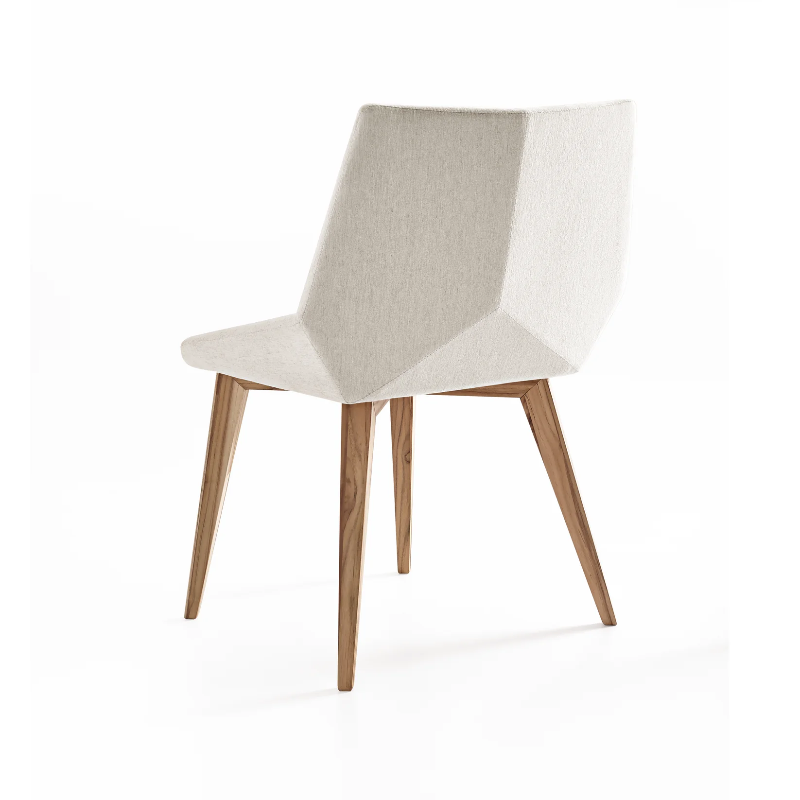 CUBI DINING CHAIR IN TEAK AND OFF WHITE FABRIC