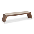 TRAPEZIO 4 SEATER BENCH IN WALNUT & BEIGE LEATHER