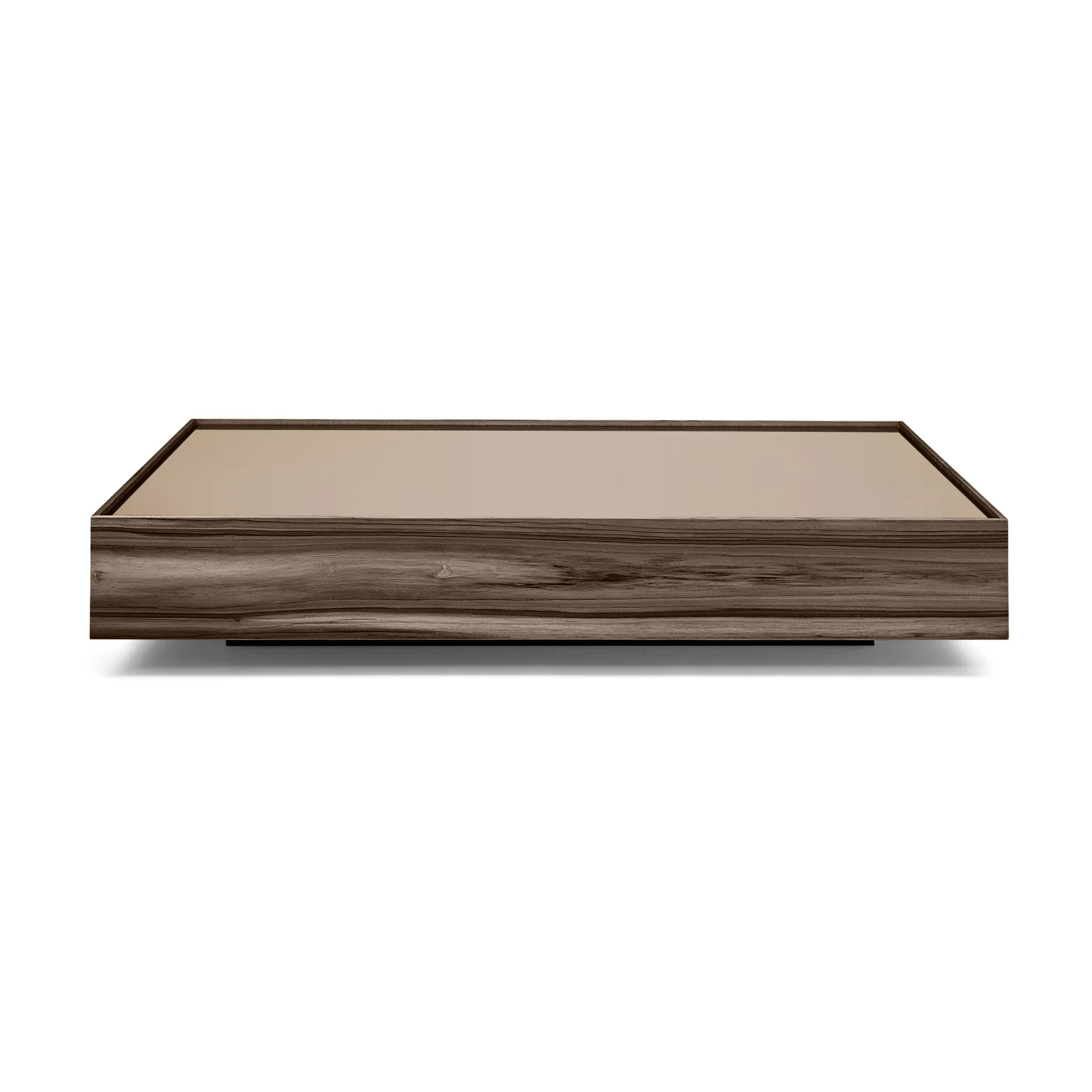 ARC COFFEE TABLE 63" IN WALNUT WITH BRONZE MIRROR