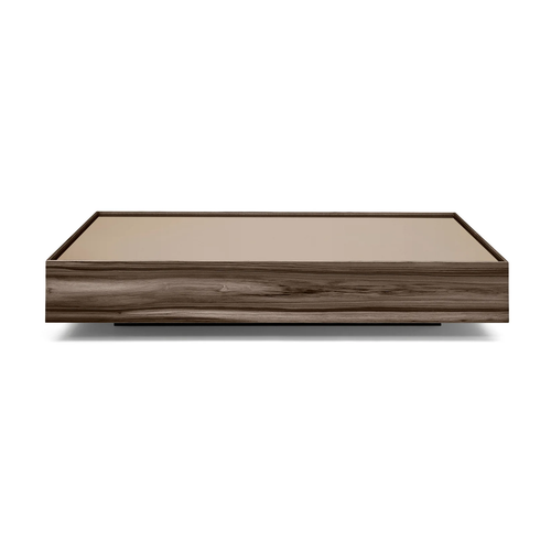 ARC COFFEE TABLE 63" IN WALNUT WITH BRONZE MIRROR